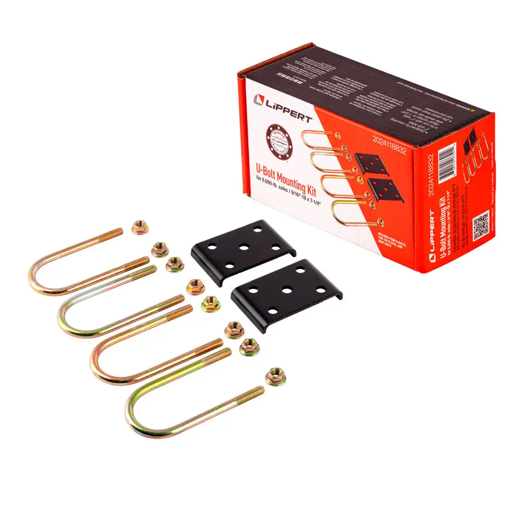 Trailer Axle U-Bolt Mounting Kit, 8,000-lb. Axles, 3\ Tube, 9/16\-18 Thread Size