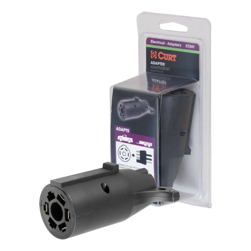 Electrical Adapter (7-Way RV Blade Vehicle to 4-Flat Trailer, Packaged)