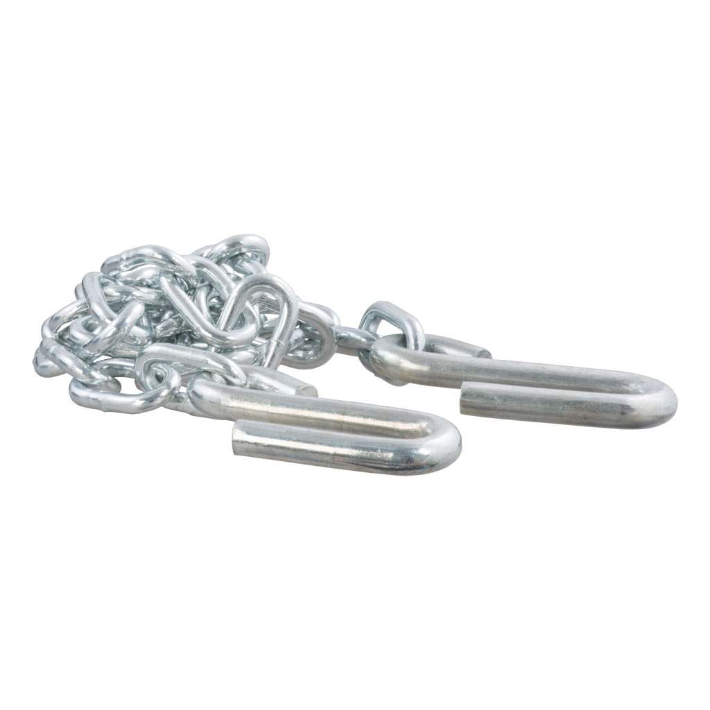 48\" Safety Chain with 2 S-Hooks (5,000 lbs, Clear Zinc)