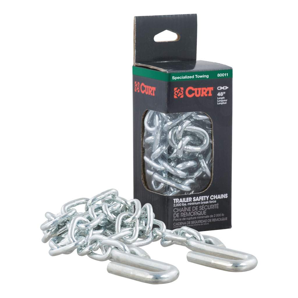 48\" Safety Chain with 2 S-Hooks (2,000 lbs, Clear Zinc, Packaged)