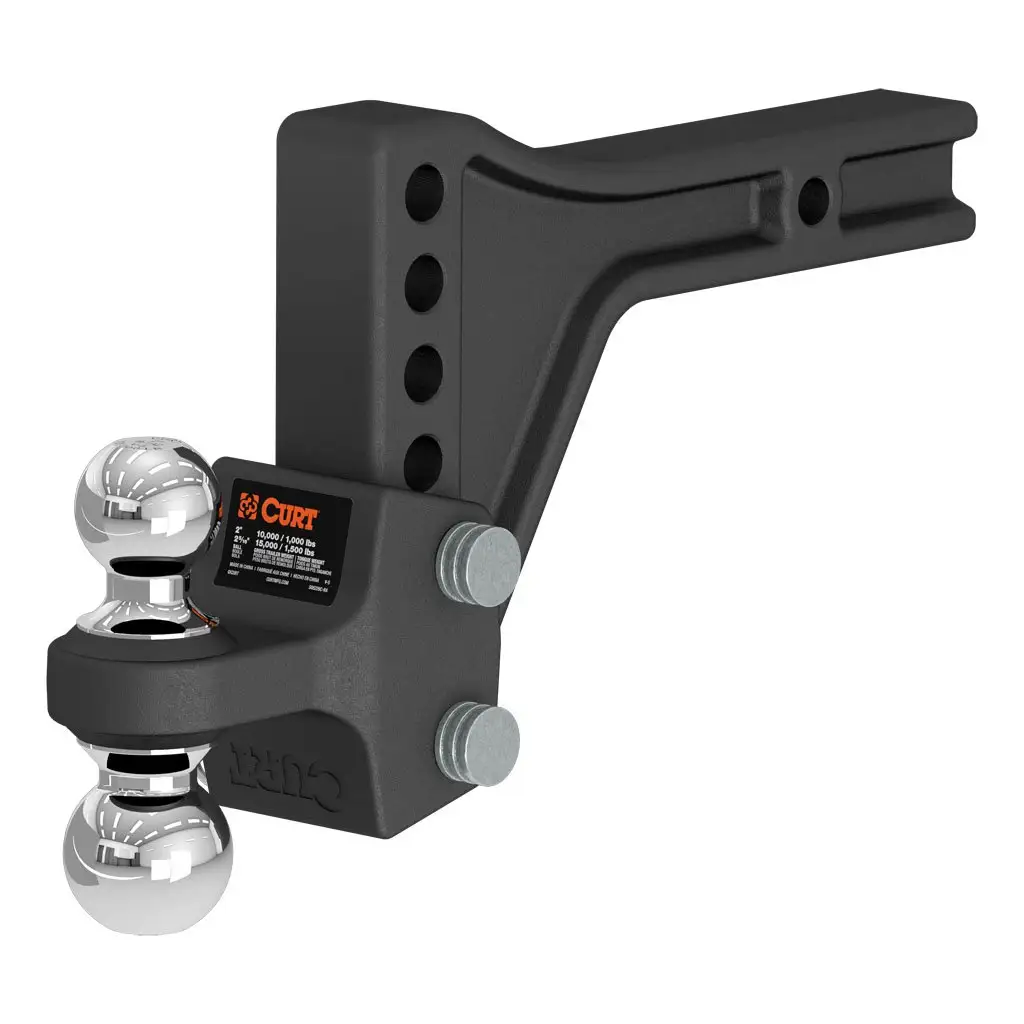 Adjustable Trailer Hitch Ball Mount with Dual Ball, 2\" Shank, 15K