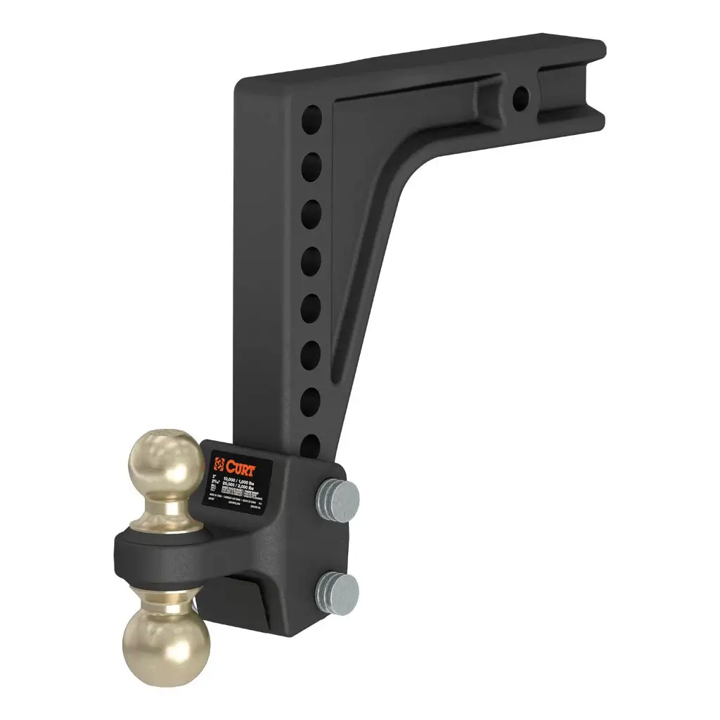 HD Deep-Drop Adjustable Hitch Ball Mount with Dual Ball, 2-1/2\" Shank, 20K