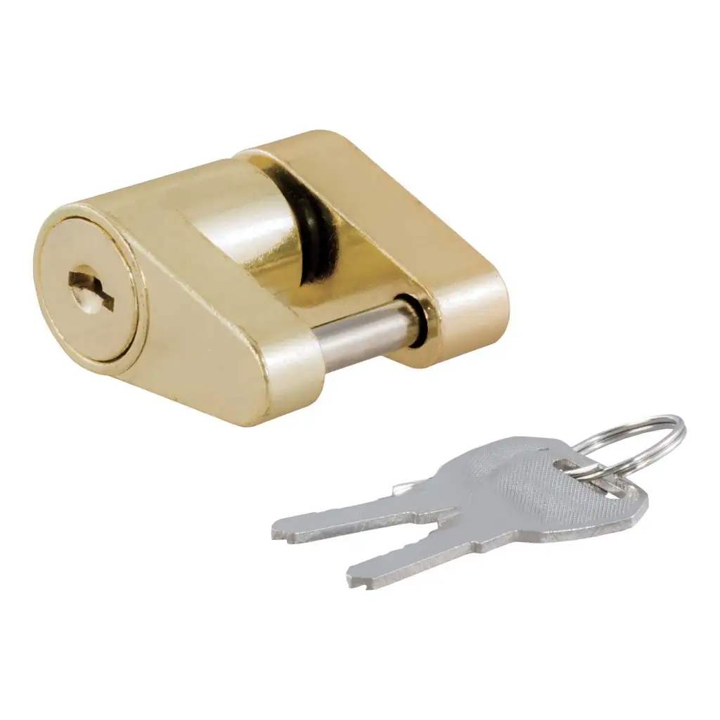 Coupler Lock (1/4\ Pin, 3/4\ Latch Span, Padlock, Brass-Plated)