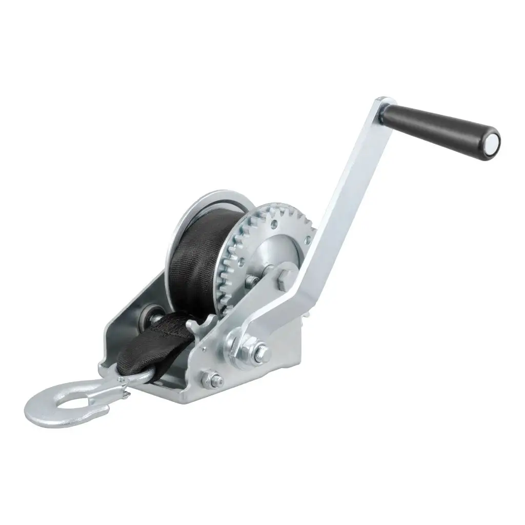 Hand Crank Winch with 15' Strap (900 lbs, 6-1/2\" Handle)