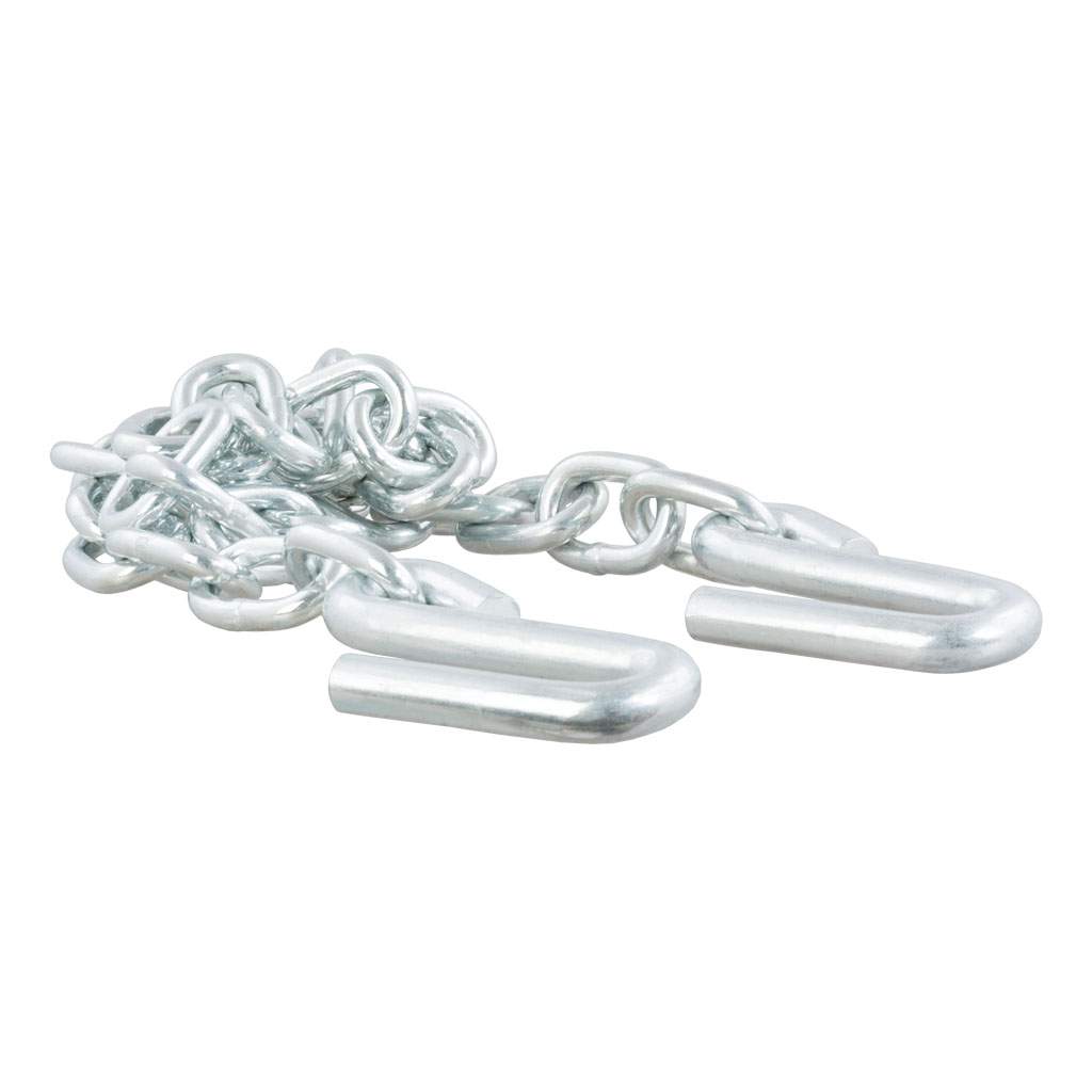 48\" Safety Chain with 2 S-Hooks (7,000 lbs, Clear Zinc)