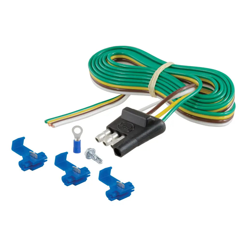 4-Way Flat Connector Plug with 48\" Wires & Hardware (Trailer Side, Packaged)