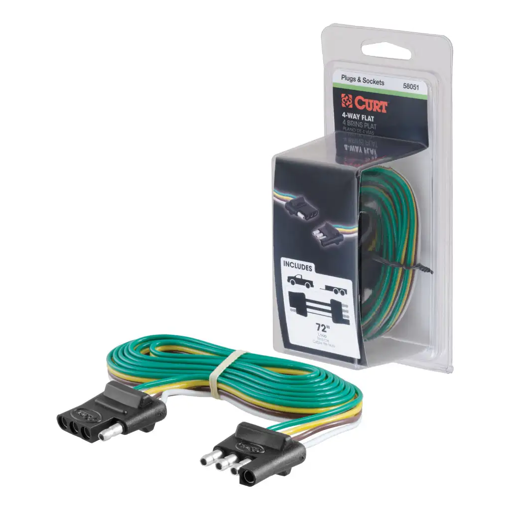 4-Way Flat Connector Plug & Socket with 72\" Wires (Packaged)