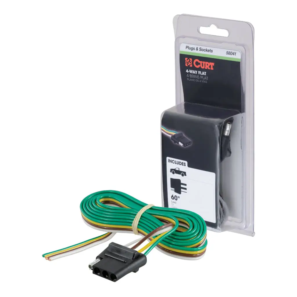 4-Way Flat Connector Socket with 60\" Wires (Vehicle Side, Packaged)